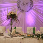 mirror with the initials of bride ang groom